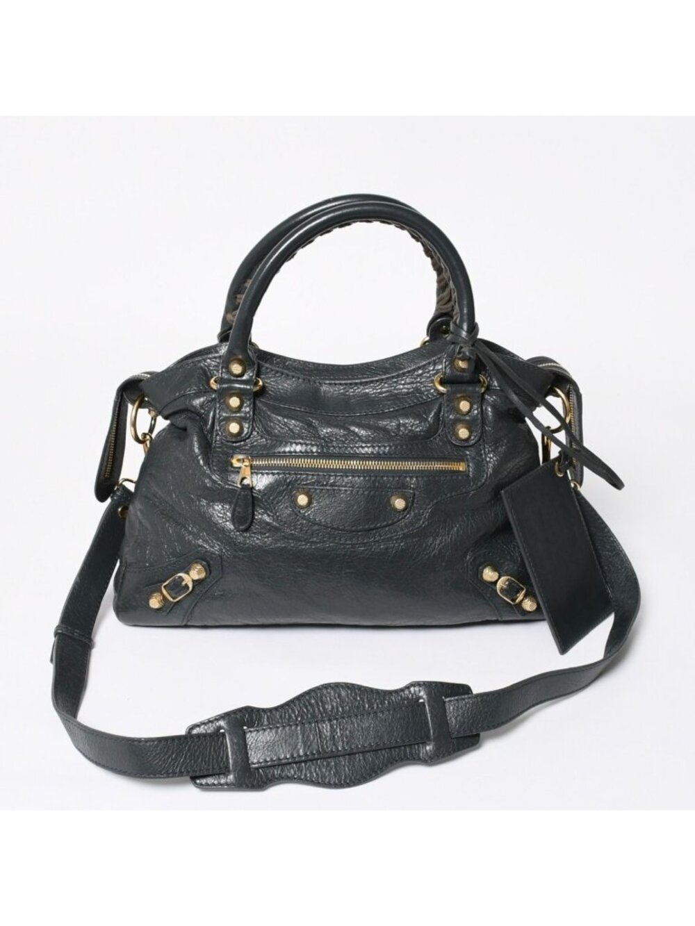 Balenciaga the First Shoulder Bag Gray Leather Gold